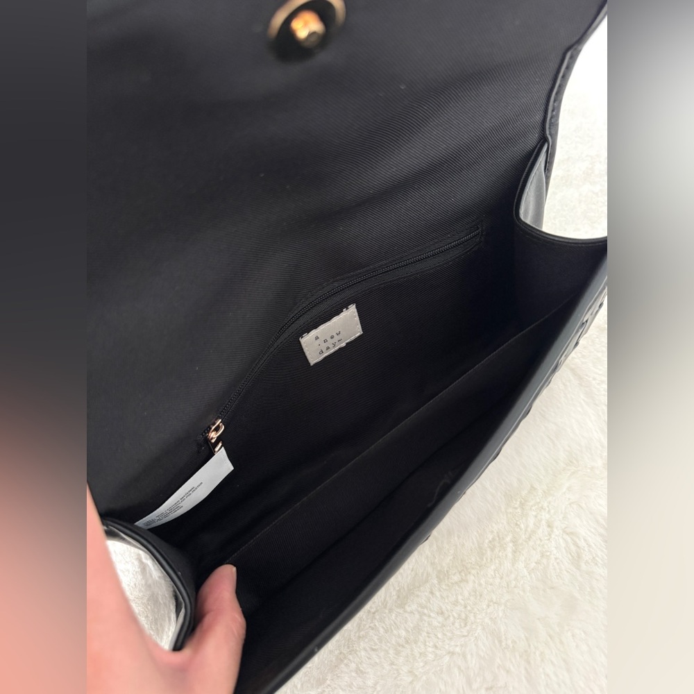 A New Day Black Faux Leather Woven Clutch - NWT - Picture 5 of 7